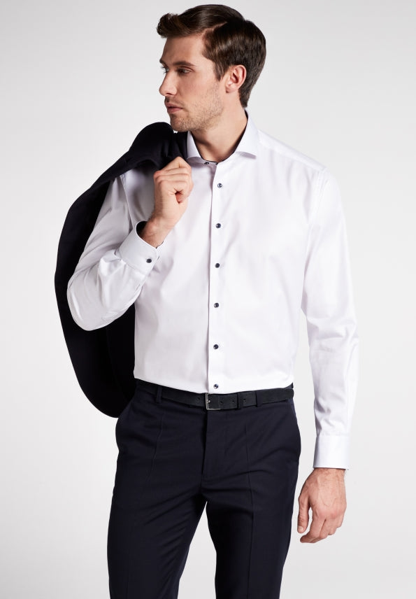 ETERNA COMFORT FIT COVER SHIRT TWILL Langarm Hemd - Pearl Ivory Contrast - 8819-00-E15V