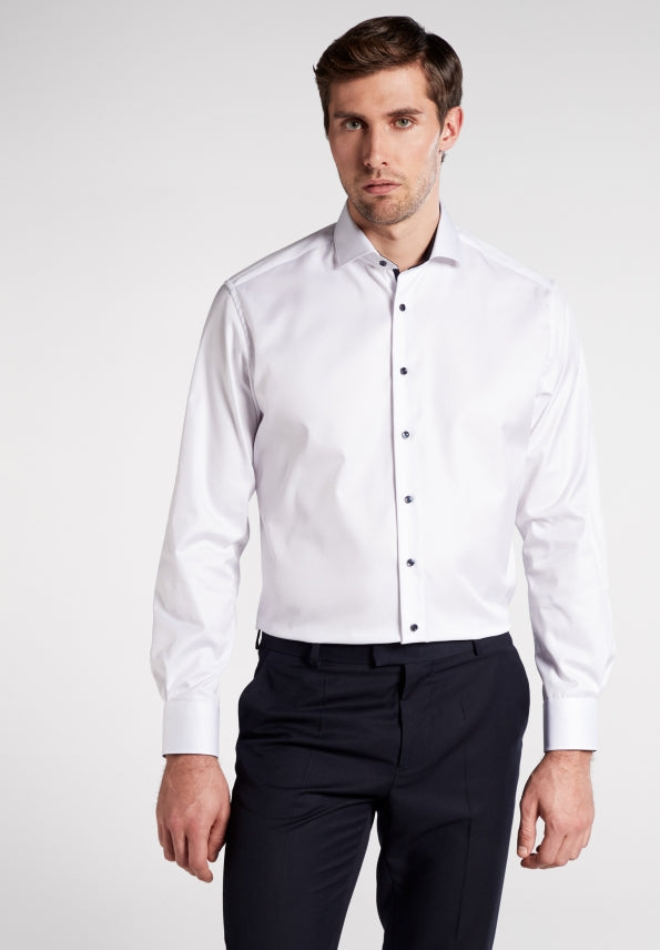 ETERNA MODERN FIT COVER SHIRT TWILL Langarm Hemd - Moonlit Chalk White - 8819-00-X15V