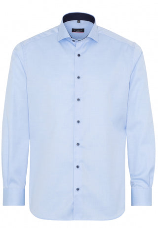 eterna modern fit chemise de couverture en sergé à manches longues bleu clair 8819-10-x15v