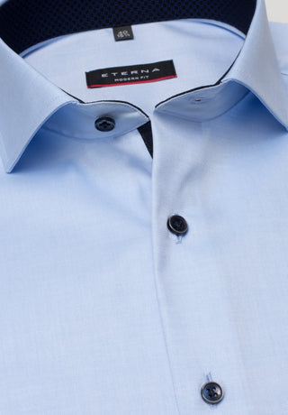 eterna modern fit chemise de couverture en sergé à manches longues bleu clair 8819-10-x15v