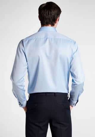 eterna modern fit chemise de couverture en sergé à manches longues bleu clair 8819-10-x15v