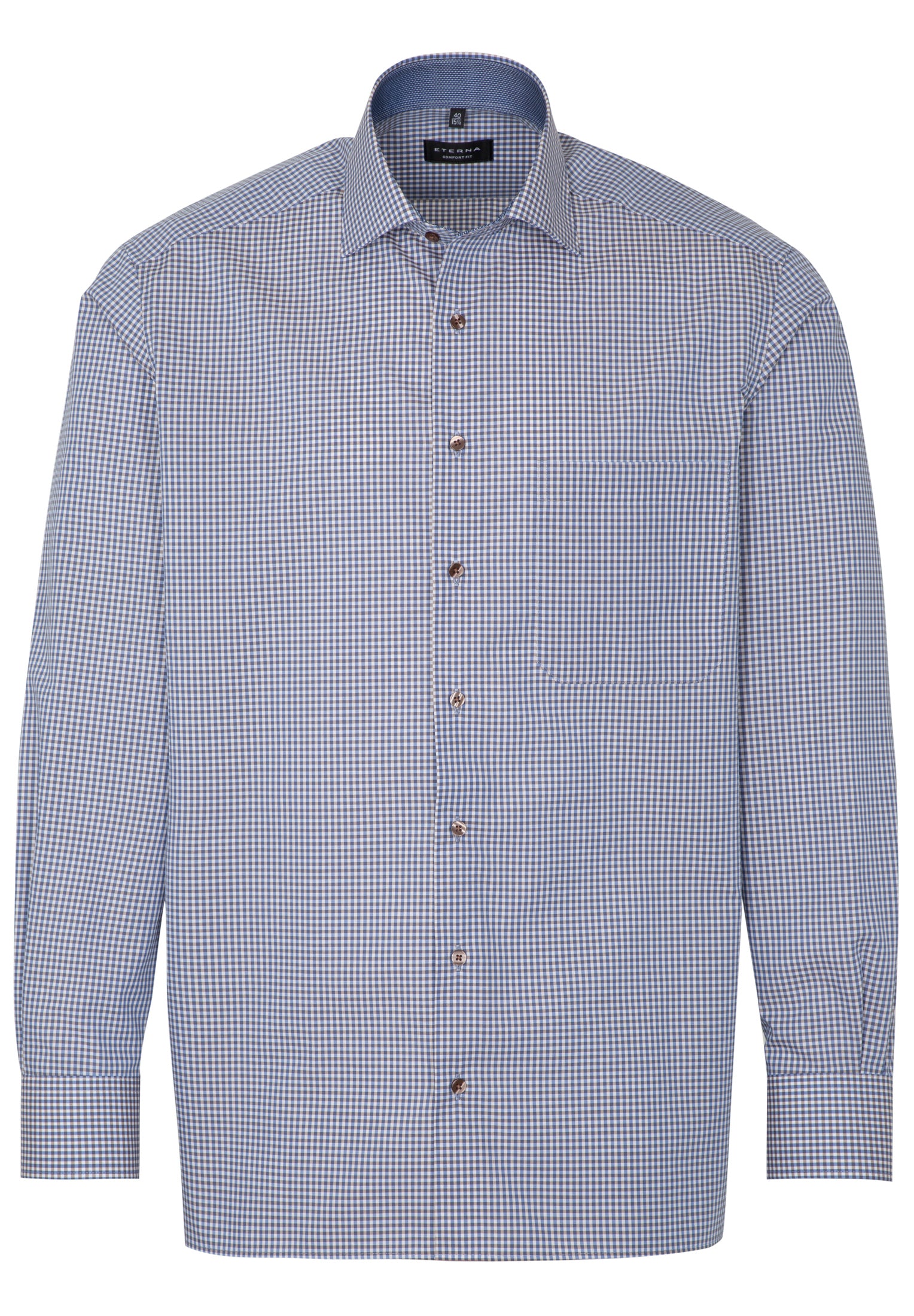 ETERNA MODERN FIT Langarm Hemd - Dusk Gingham Blue - 8913-24-X15K