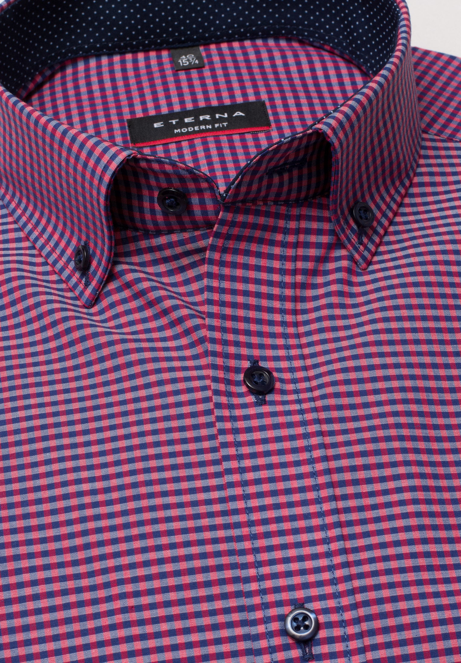 ETERNA MODERN FIT Kurzarm Hemd - Burgundy Navy Check - 8913-58-C143