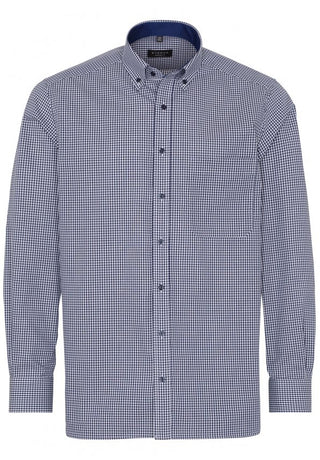 ETERNA Comfort Fit Langarm Hemd - Blue Granite Check - 8914-16-E144