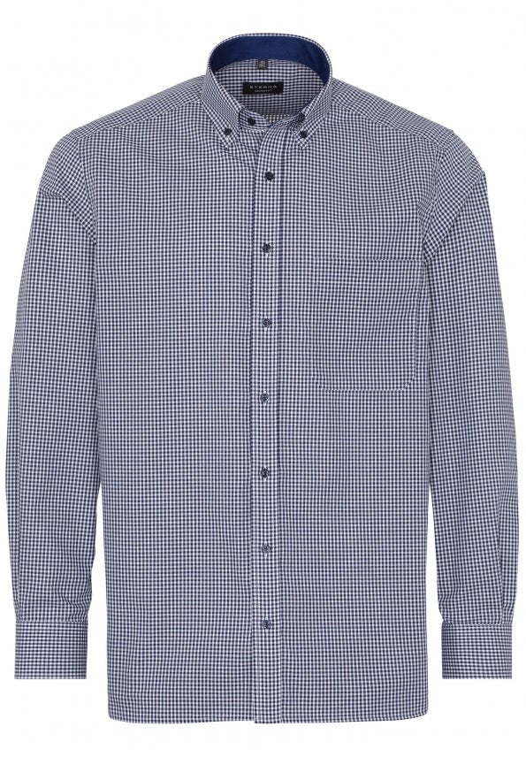 ETERNA Comfort Fit Langarm Hemd - Blue Granite Check - 8914-16-E144