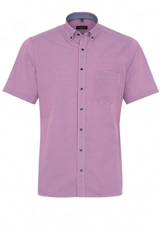 ETERNA MODERN FIT Kurzarm Hemd - Raspberry Check Teal - 8914-52-C143