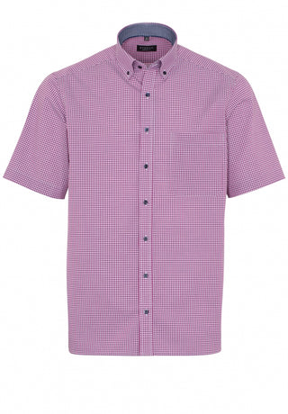 ETERNA COMORT FIT Kurzarm Hemd - Raspberry Check Navy - 8914-52-K144