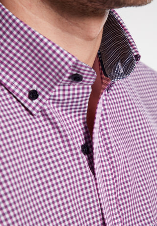 ETERNA COMORT FIT Kurzarm Hemd - Raspberry Check Navy - 8914-52-K144