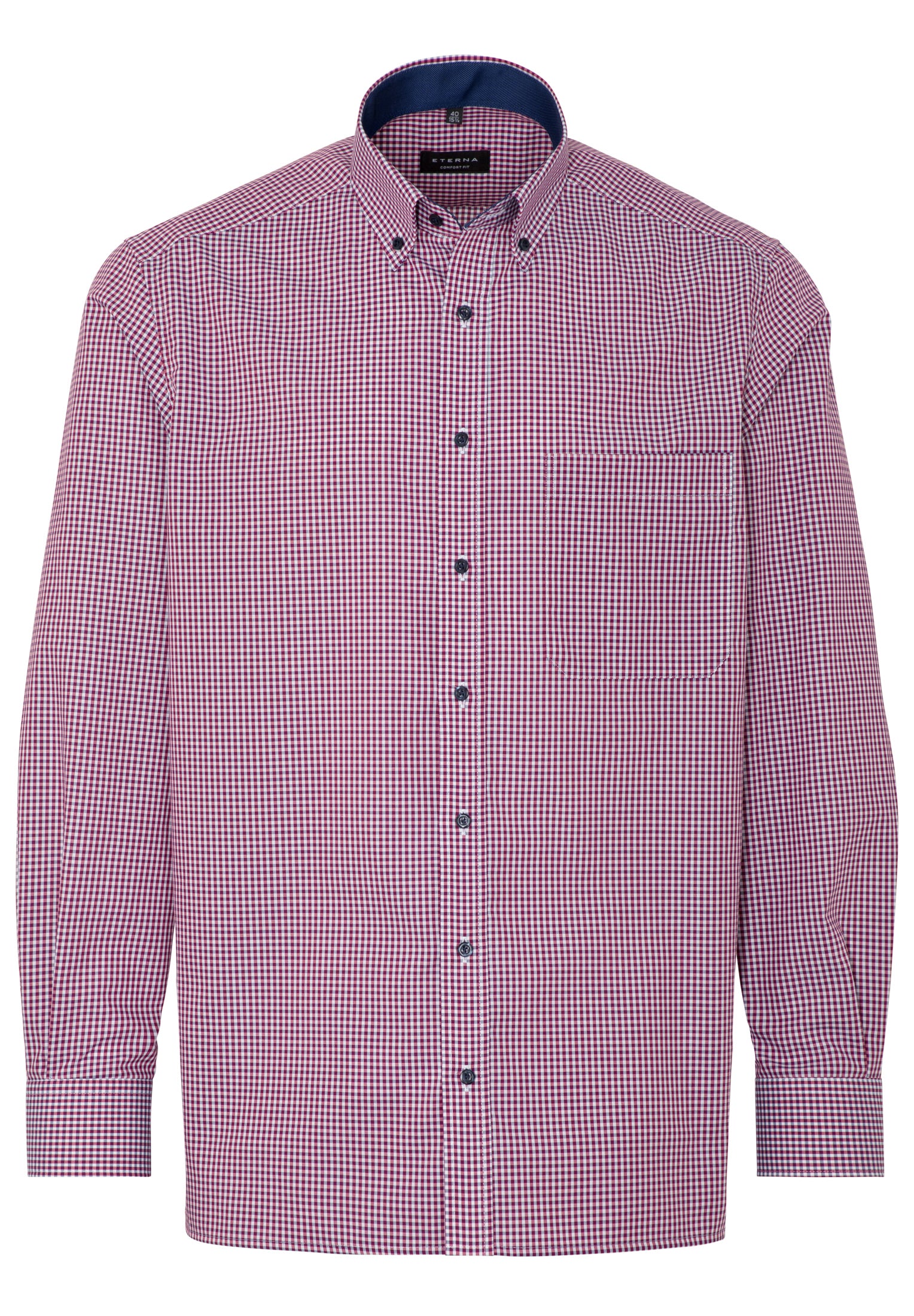 ETERNA COMFORT FIT Langarm Hemd - Raspberry Whisper Check - 8913-57-E144