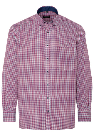 ETERNA COMFORT FIT Langarm Hemd - Raspberry Whisper Check - 8913-57-E144