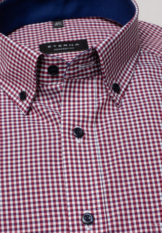 ETERNA COMFORT FIT Langarm Hemd - Raspberry Whisper Check - 8913-57-E144