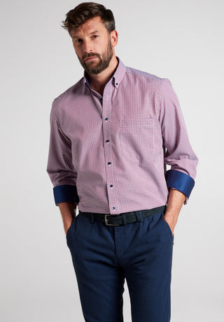 ETERNA COMFORT FIT Langarm Hemd - Raspberry Whisper Check - 8913-57-E144