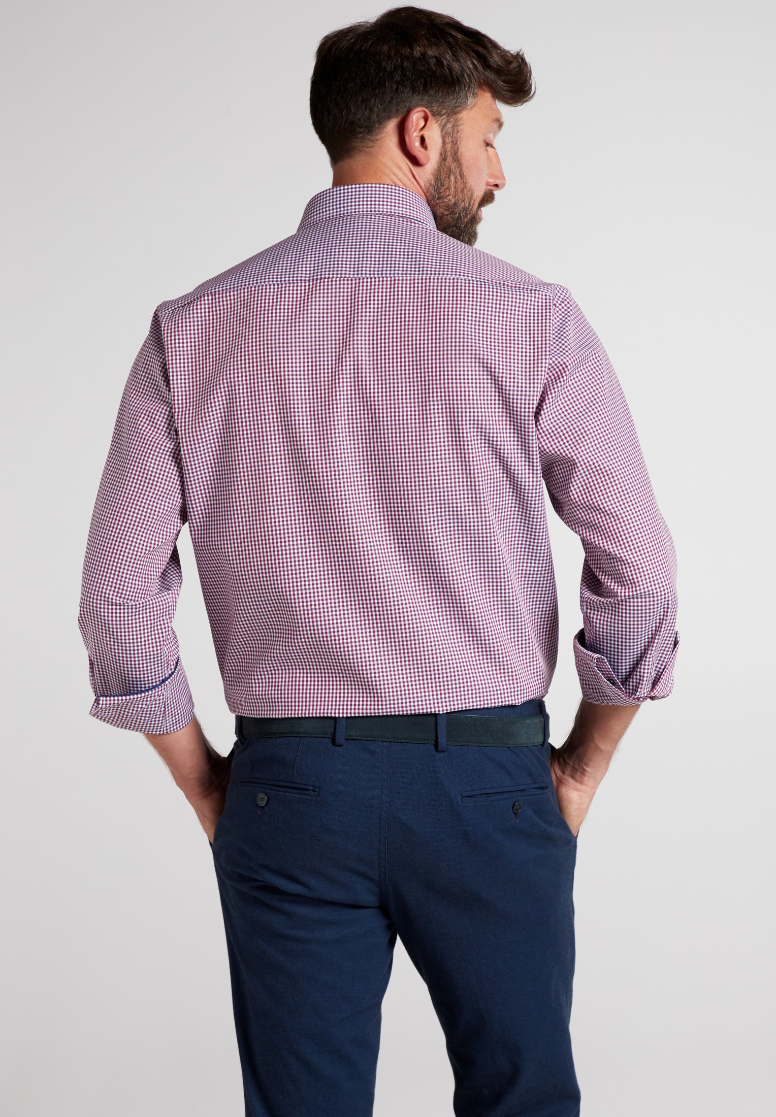 ETERNA COMFORT FIT Langarm Hemd - Raspberry Whisper Check - 8913-57-E144 von Eterna