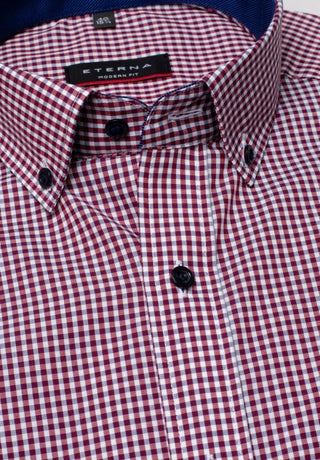 ETERNA MODERN FIT Hemd - Bordeaux Check Red - 8914-57-X143