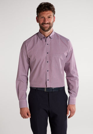 ETERNA MODERN FIT Hemd - Bordeaux Check Red - 8914-57-X143
