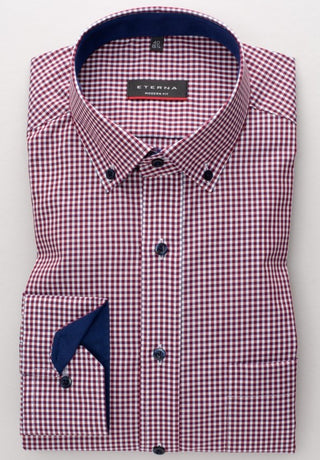ETERNA MODERN FIT Hemd - Bordeaux Check Red - 8914-57-X143