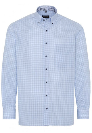 ETERNA COMFORT FIT Langarm Hemd - Coastal Gingham Blue - 8915-12-E14L