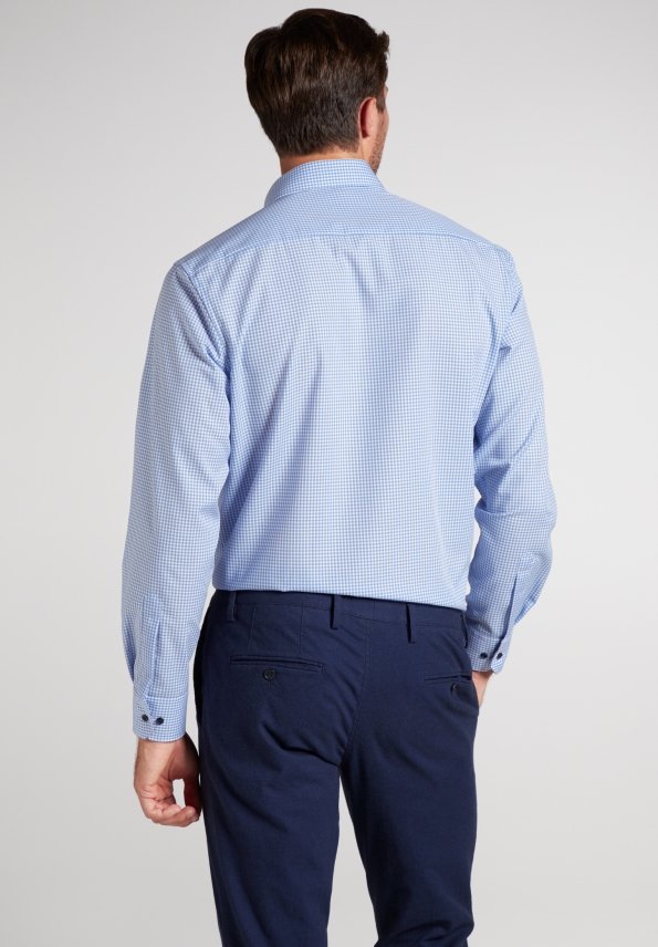 ETERNA COMFORT FIT Langarm Hemd - Coastal Gingham Blue - 8915-12-E14L von Eterna