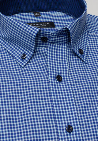 ETERNA COMFORT FIT Kurzarm Hemd - Coastal Gingham Sky - 8917-63-K144