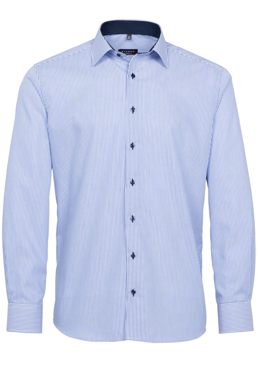 ETERNA MODERN FIT Langarm Hemd - Harbor Stripe Blue - 8992-16-X14P