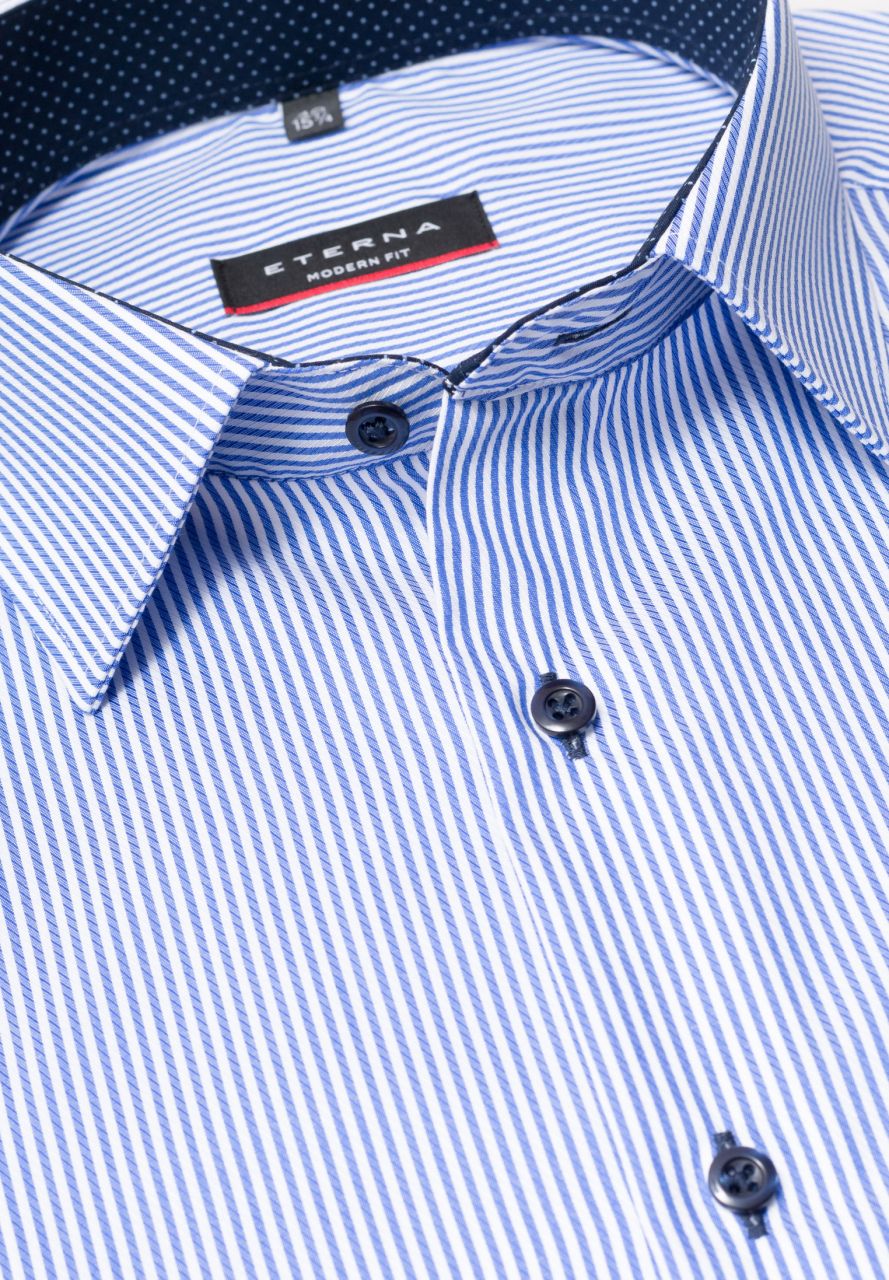 ETERNA MODERN FIT Langarm Hemd - Harbor Stripe Blue - 8992-16-X14P