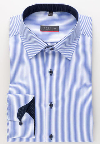 ETERNA MODERN FIT Langarm Hemd - Harbor Stripe Blue - 8992-16-X14P