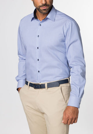 ETERNA MODERN FIT Langarm Hemd - Harbor Stripe Blue - 8992-16-X14P