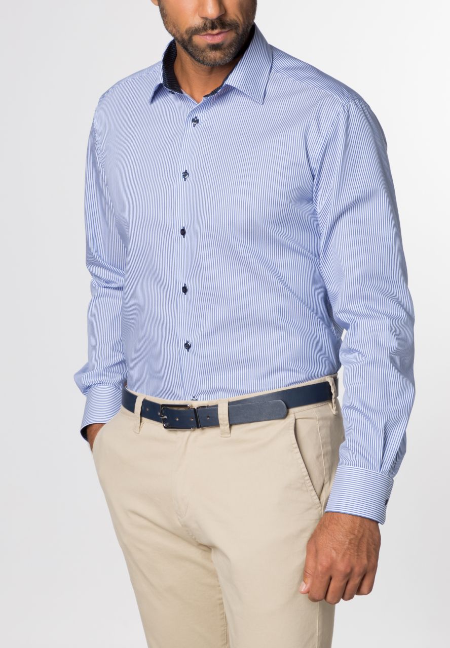 ETERNA MODERN FIT Langarm Hemd - Harbor Stripe Blue - 8992-16-X14P von Eterna