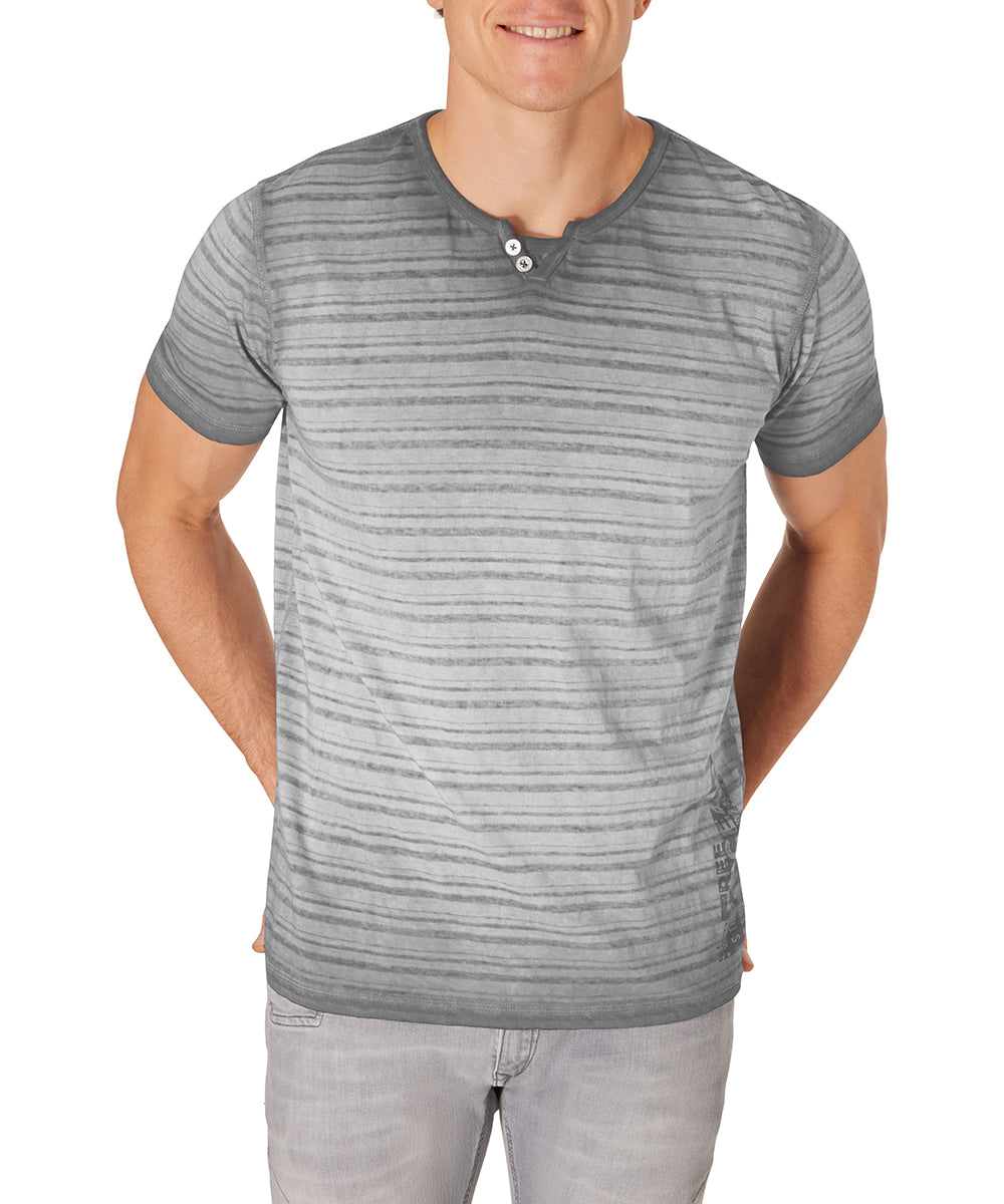 PIONEER Henley Kurzarm-T-Shirt - Driftwood Stripes - 60093 2000.9871