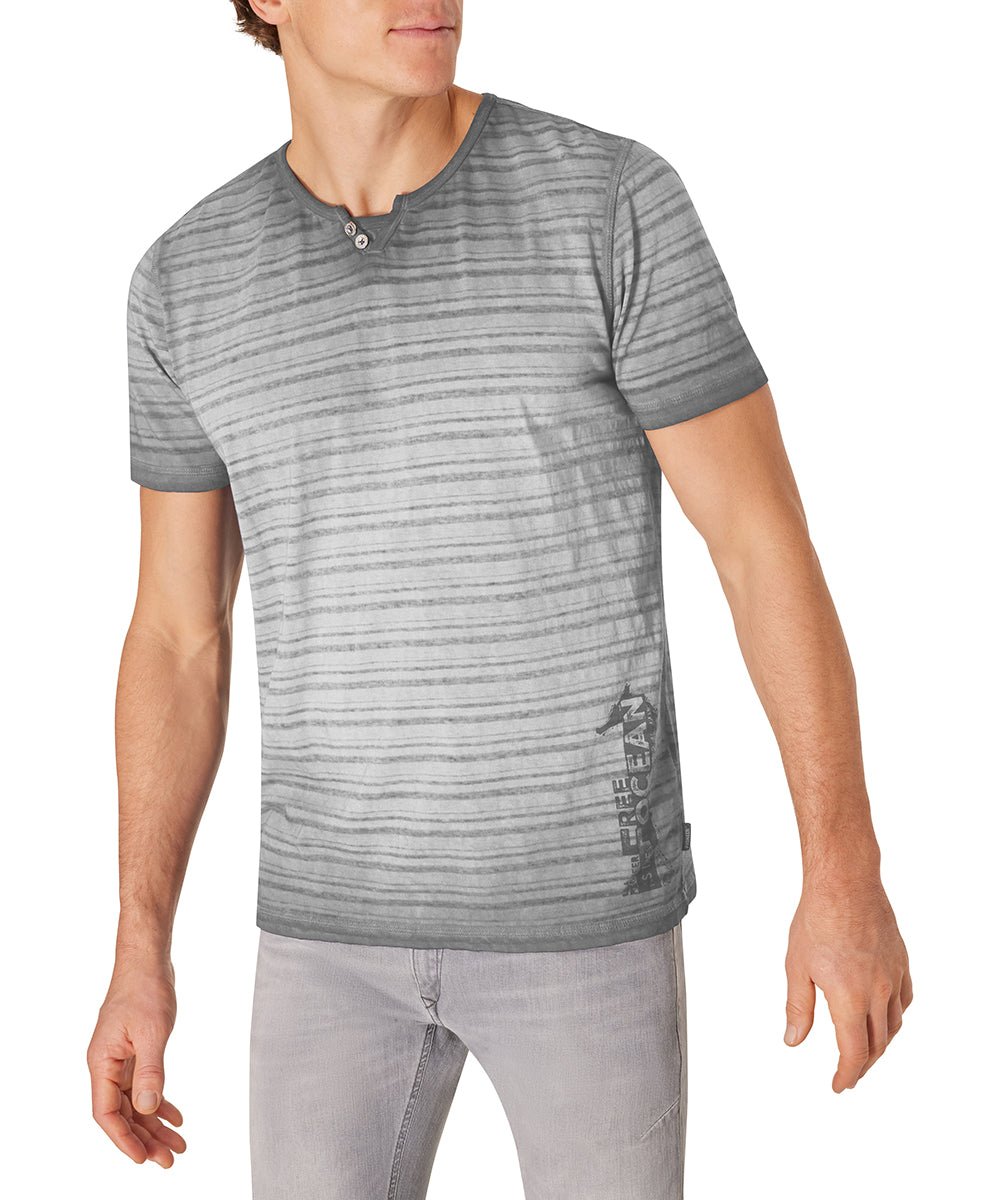 PIONEER Henley Kurzarm-T-Shirt - Driftwood Stripes - 60093 2000.9871 von Pioneer