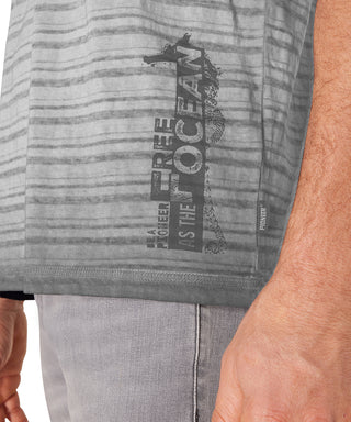PIONEER Henley Kurzarm-T-Shirt - Driftwood Stripes - 60093 2000.9871