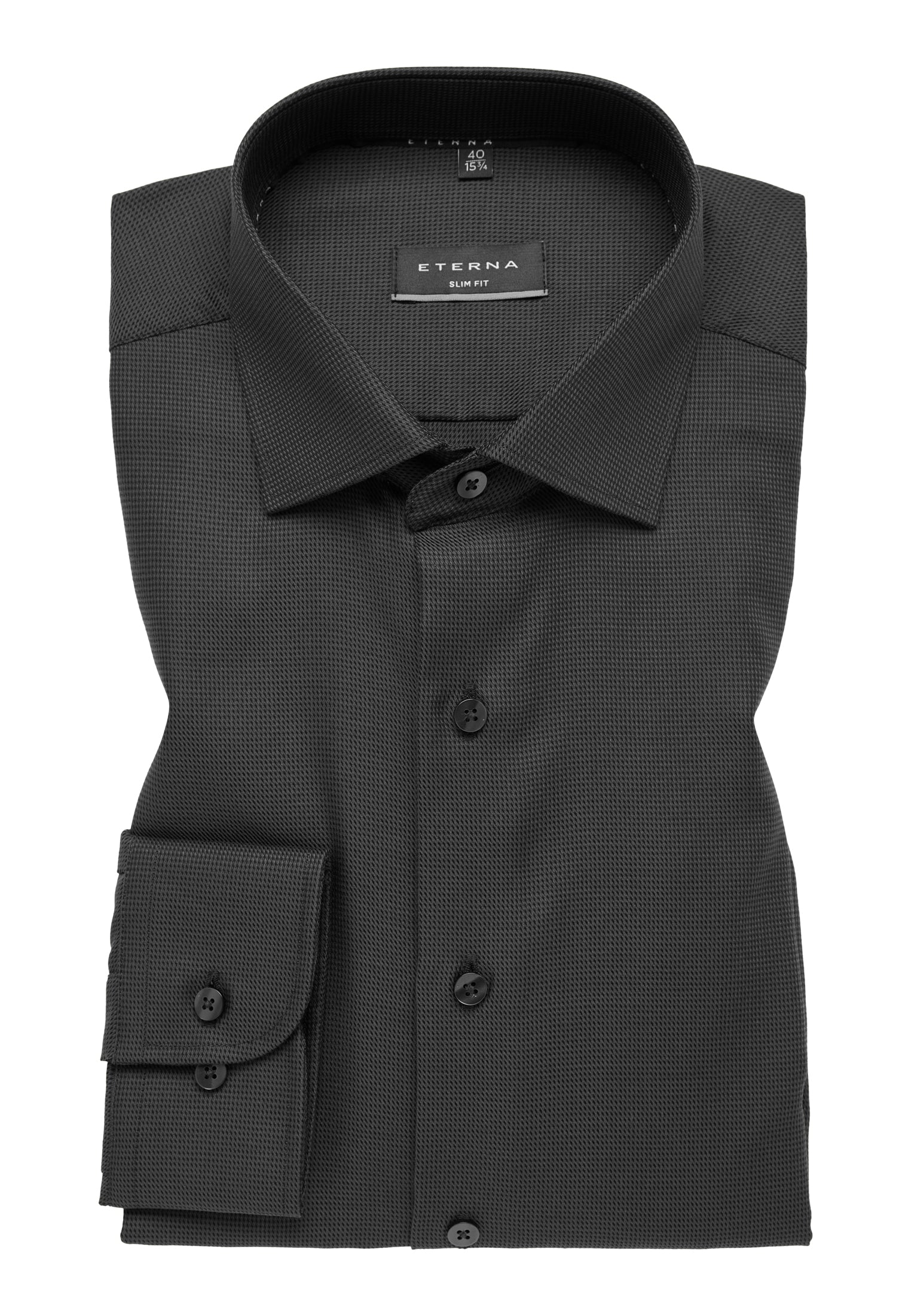 ETERNA SLIM FIT Langarm Hemd - Midnight Weave Grey - 3116-38-F159 von Eterna