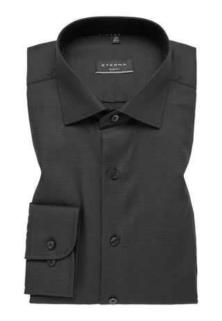 ETERNA SLIM FIT Langarm Hemd - Midnight Weave Grey - 3116-38-F159