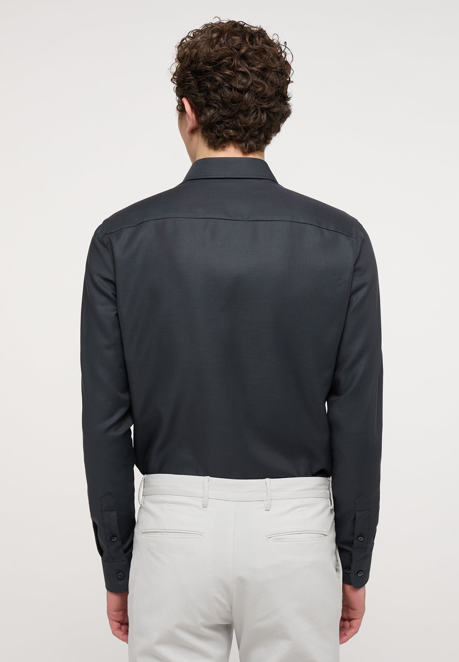 ETERNA SLIM FIT Langarm Hemd - Midnight Weave Grey - 3116-38-F159 von Eterna