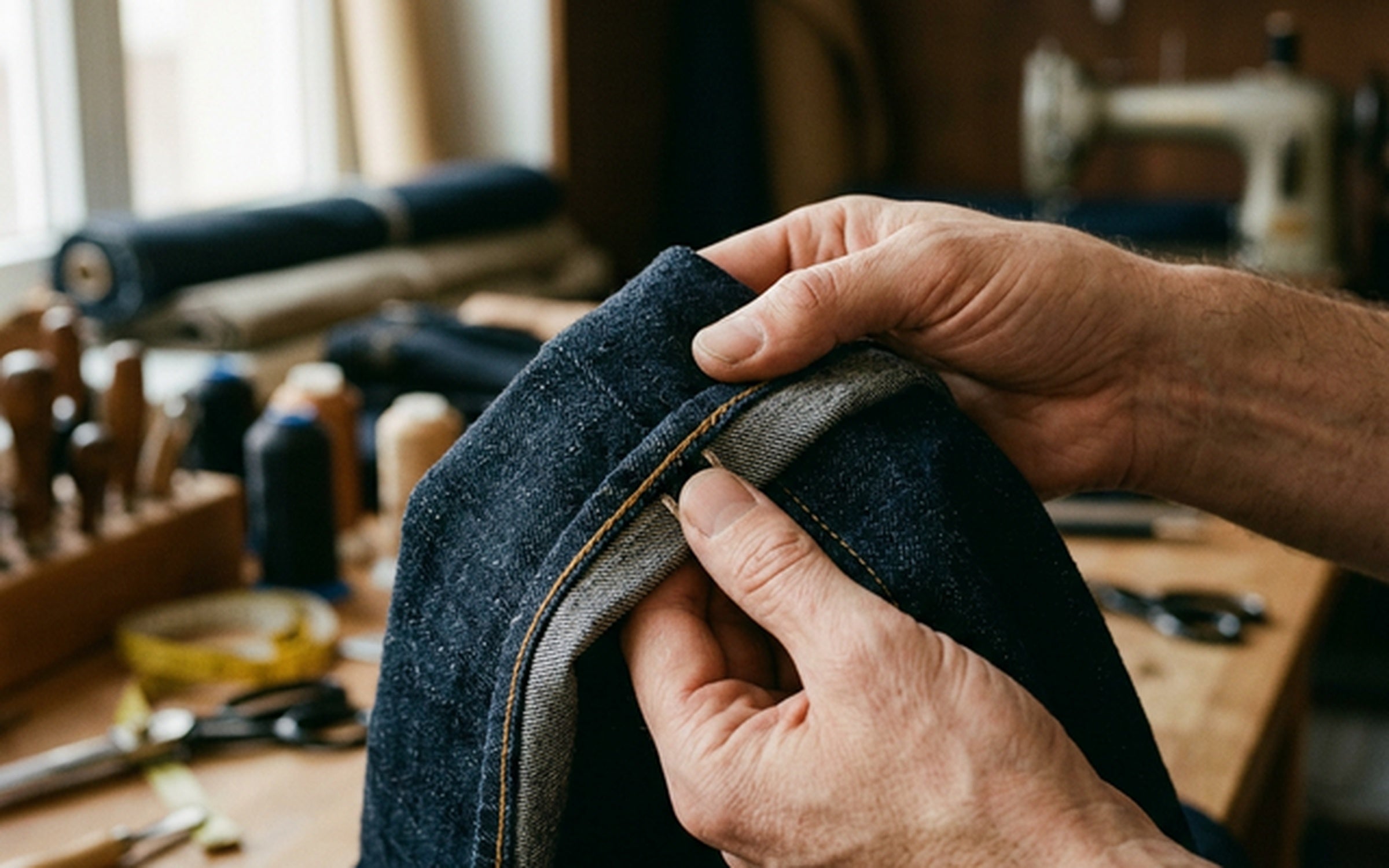 Handwerkliche Qualitätsprüfung von Denim bei MILL & MAKER