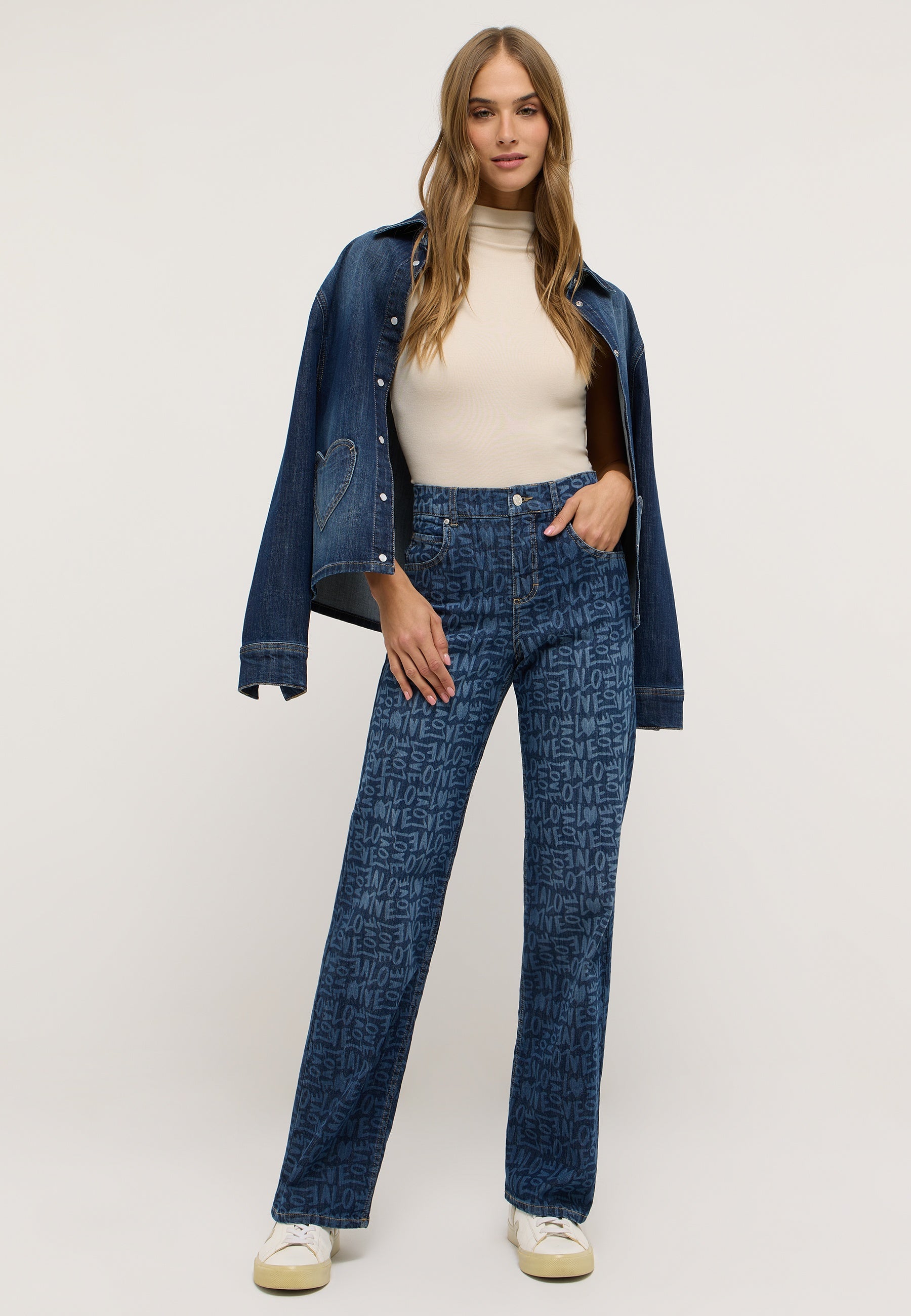 ANGELS LARA Love Jeans - Indigo Scribble Blue - 360 2999.3359 von Angels Jeans