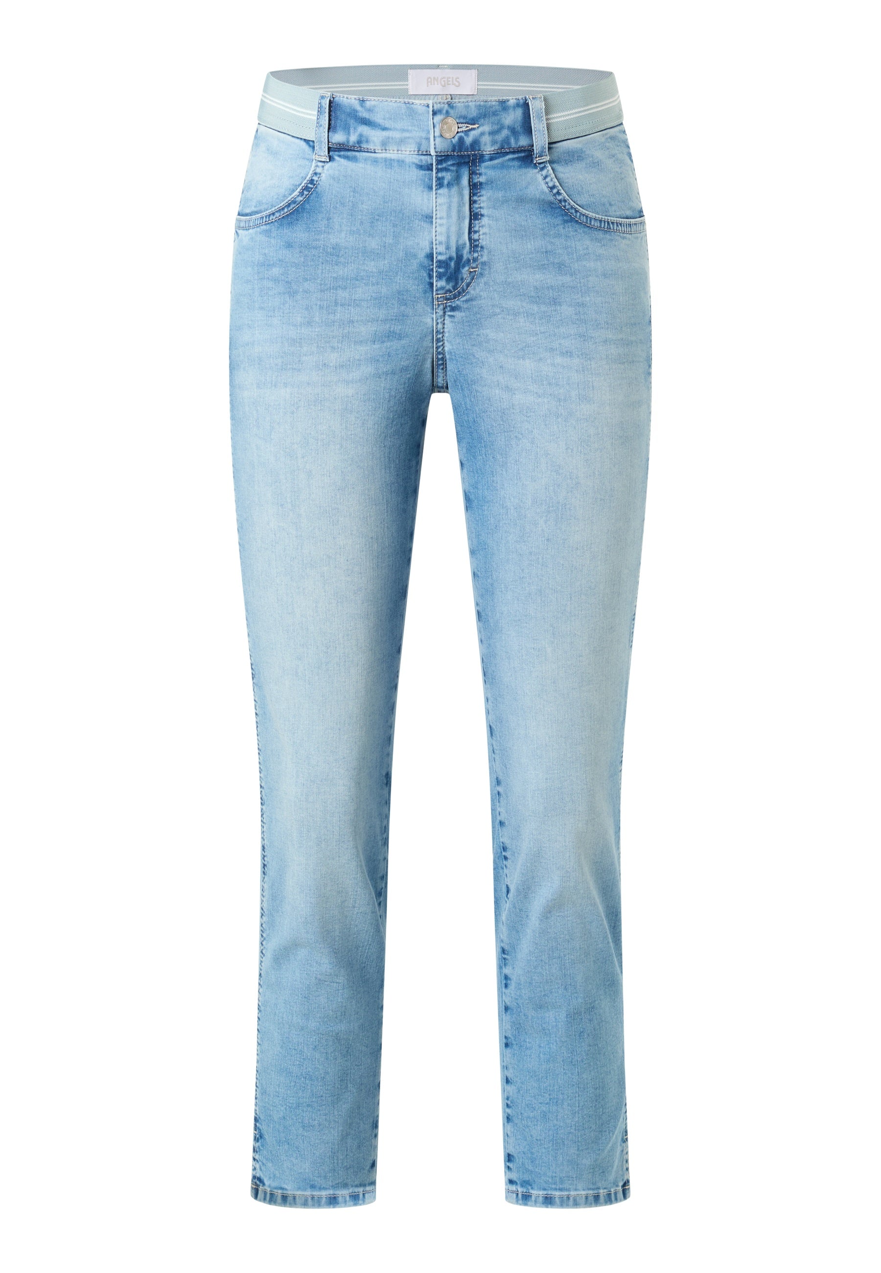 ANGELS Cici Crop Slit Sporty Jeans - Breeze Wash Blue - 332 345300.34858