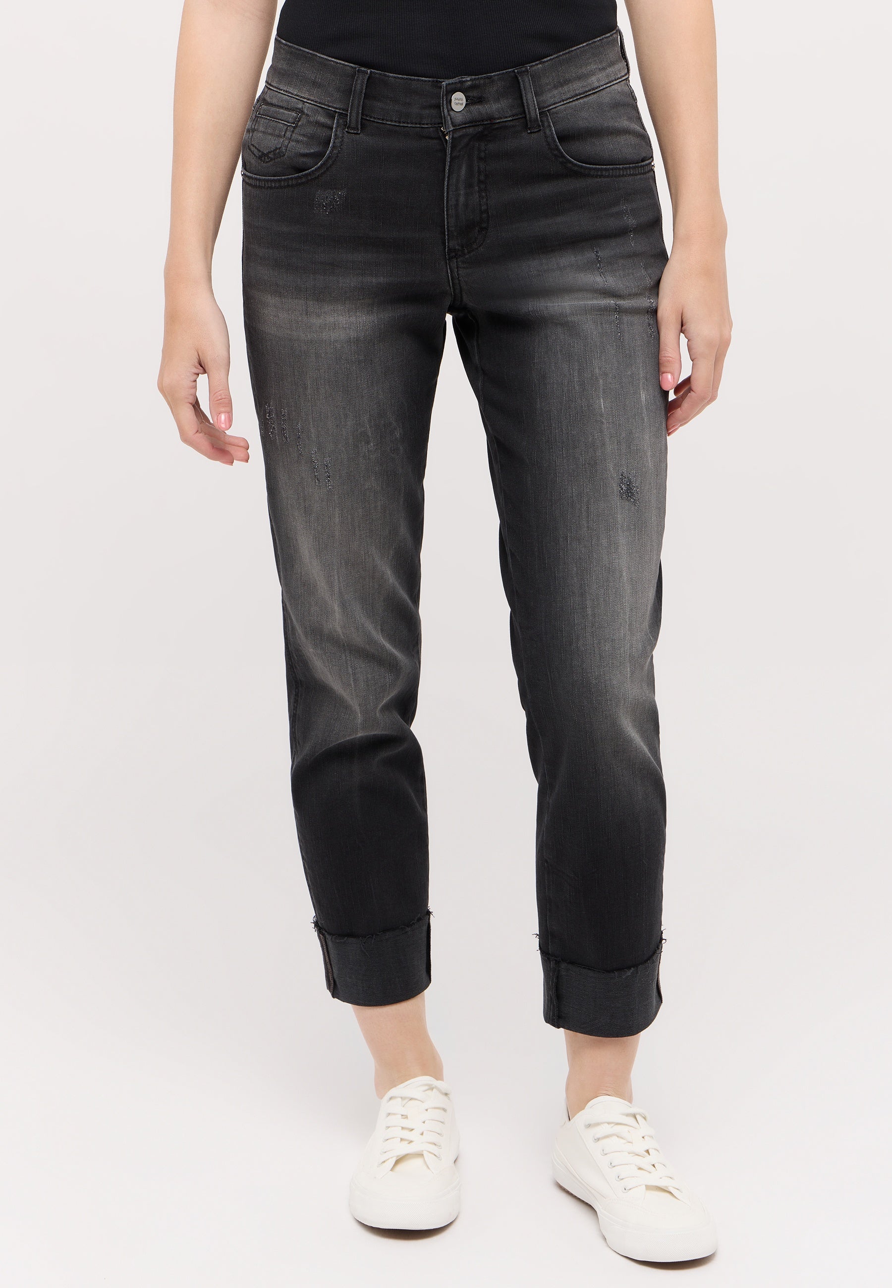 ANGELS Darleen Crop Tu Fringe Jeans - Smoky Slate Black - 350 8143.1188 von Angels Jeans
