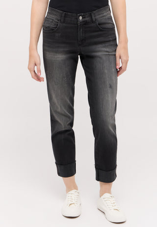 ANGELS Darleen Crop Tu Fringe Jeans - Smoky Slate Black - 350 8143.1188
