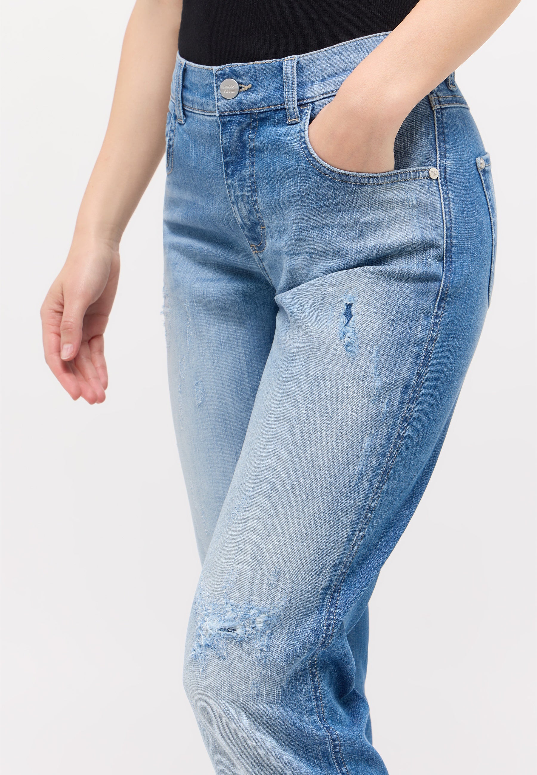 ANGELS Darleen Crop Tu Fringe Jeans - Sunwashed Sky Blue - 350 8143.3488 von Angels Jeans