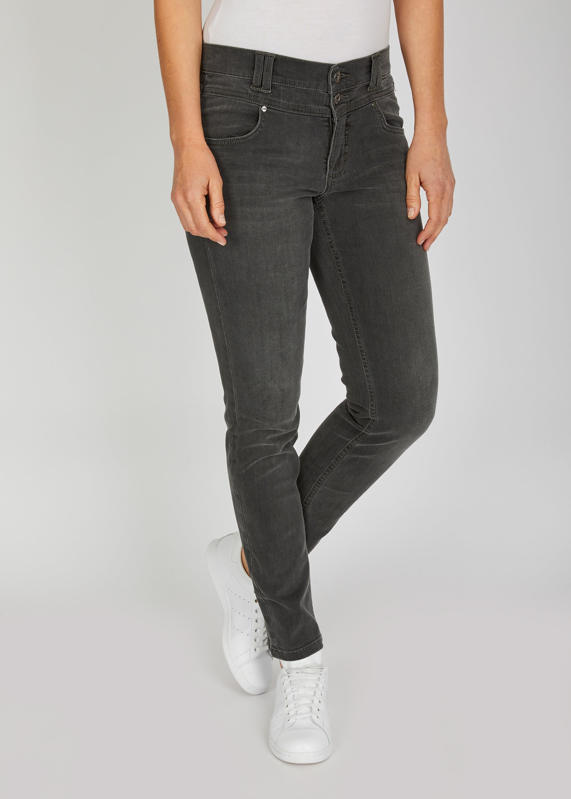 ANGELS Skinny Button Jeans - Smoky Slate Grey - 346 1203.1258 von Angels Jeans