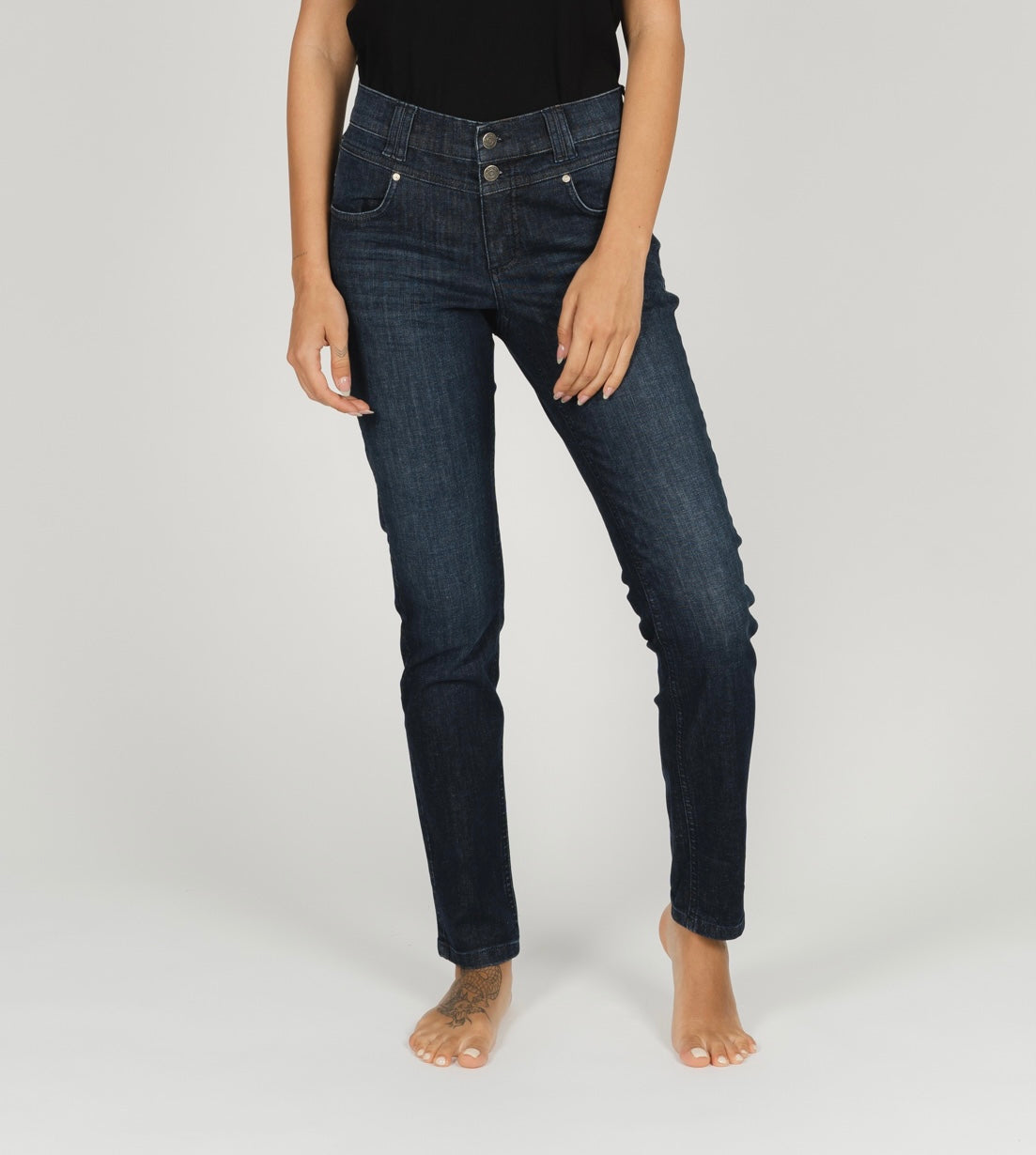 Jean skinny boutonné Angels, indigo foncé, d'occasion, taille 346, réf. 1203.3158 - Stretch
