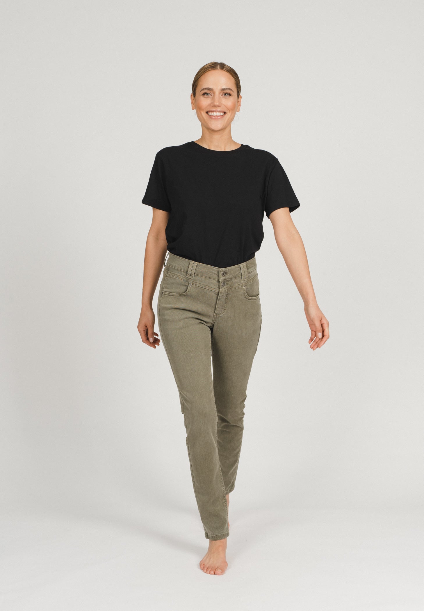 ANGELS Skinny Button Jeans - Dusty Sage Green - 188 1203.5295 von Angels Jeans