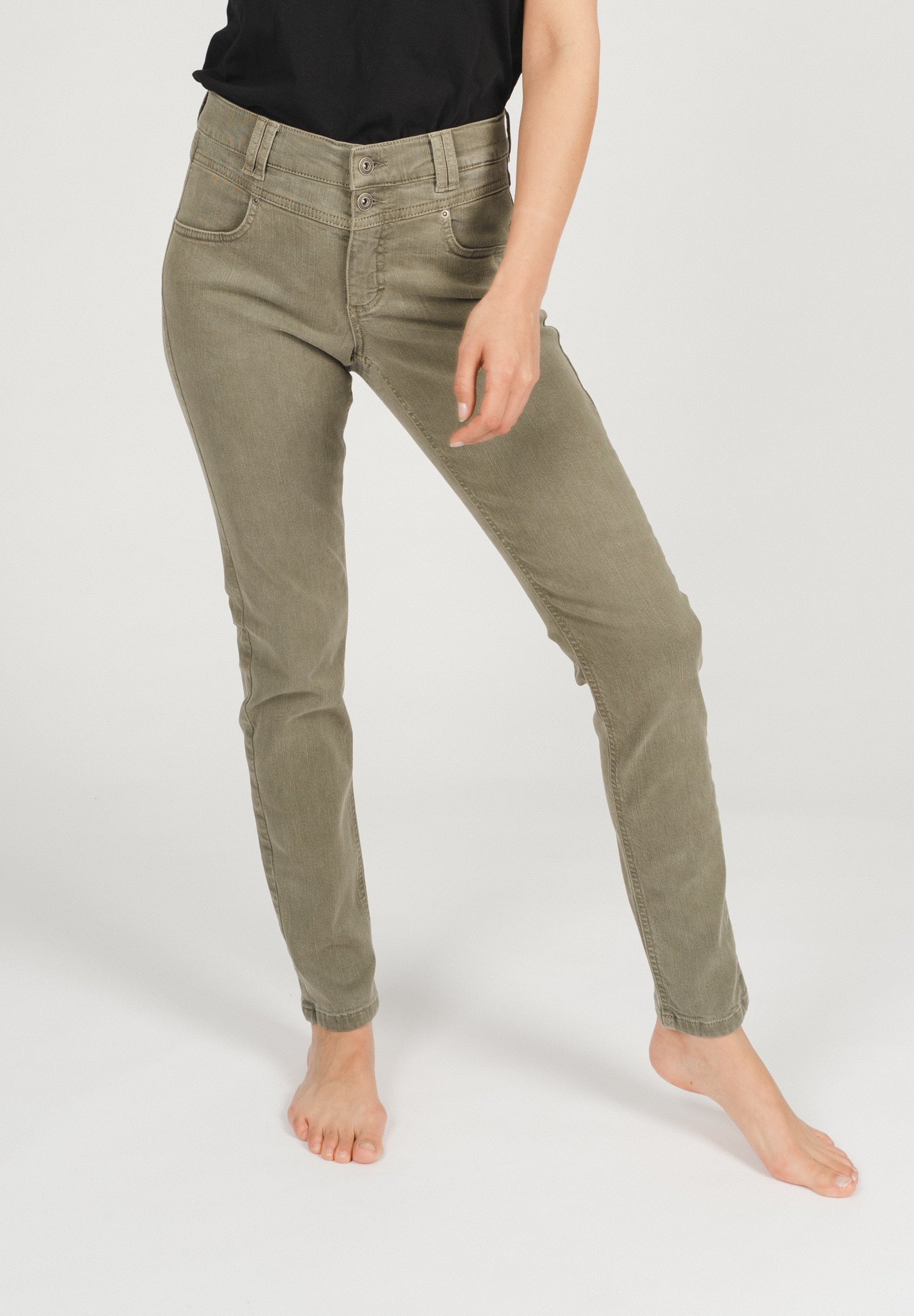 ANGELS Skinny Button Jeans - Dusty Sage Green - 188 1203.5295 von Angels Jeans