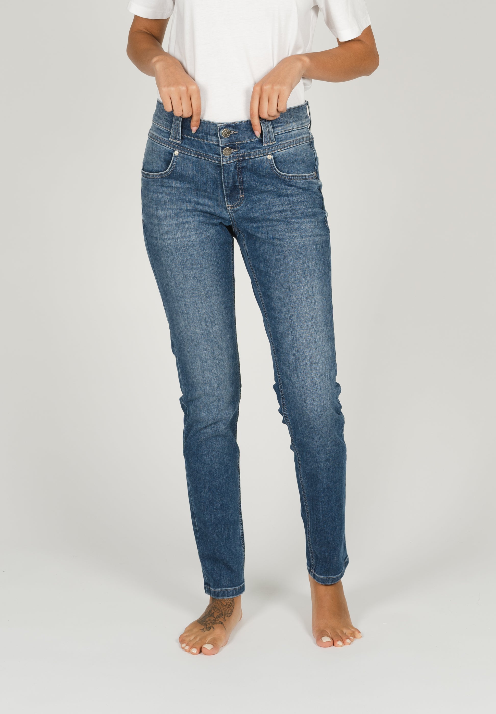 ANGELS Skinny Button Jeans - Sunwashed Coastal Blue - 346 1203.3358 von Angels Jeans
