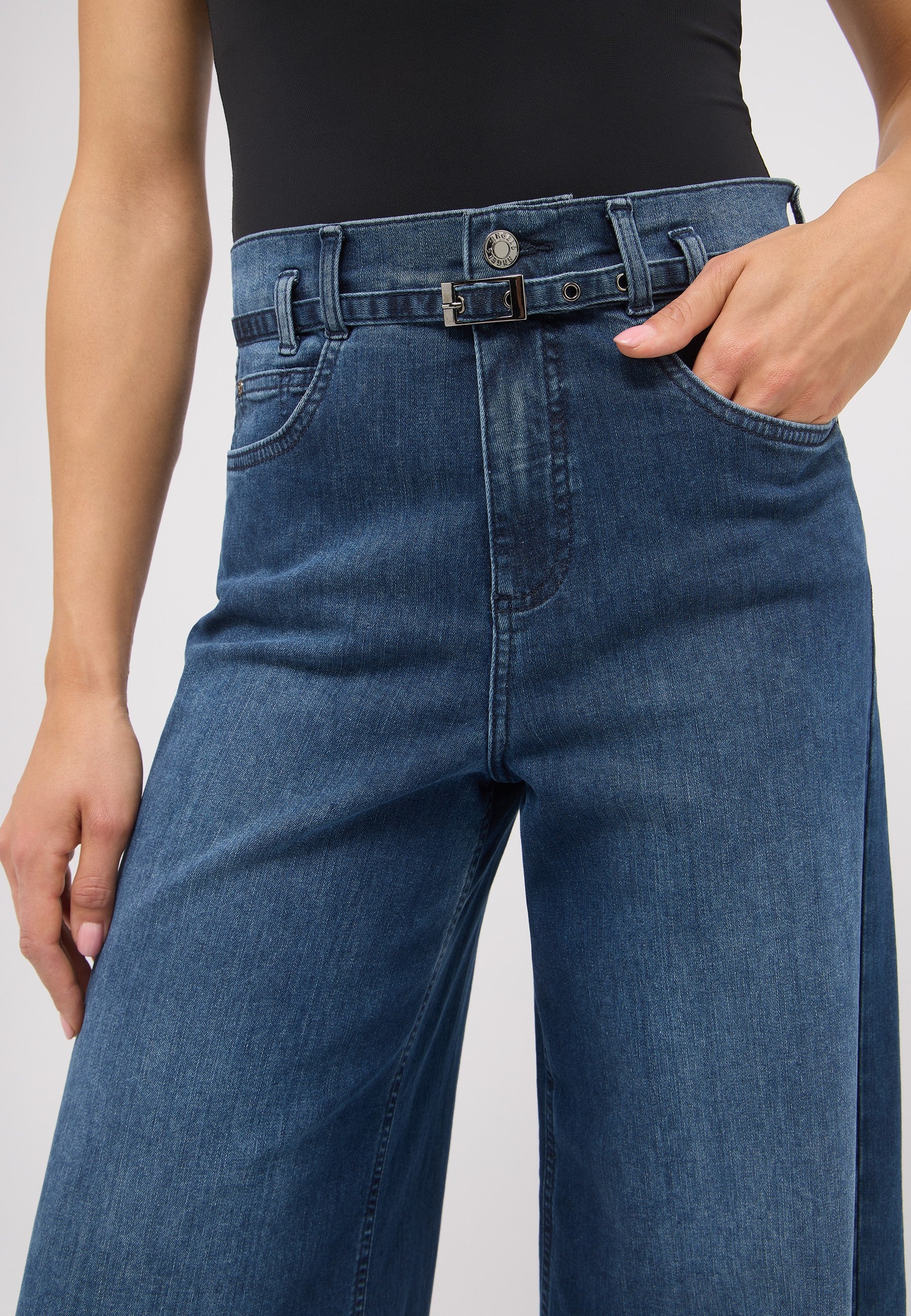 ANGELS Liva Belt Palazzo Jeans - Midnight Harbour Blue - 346 2365.325 von Angels Jeans