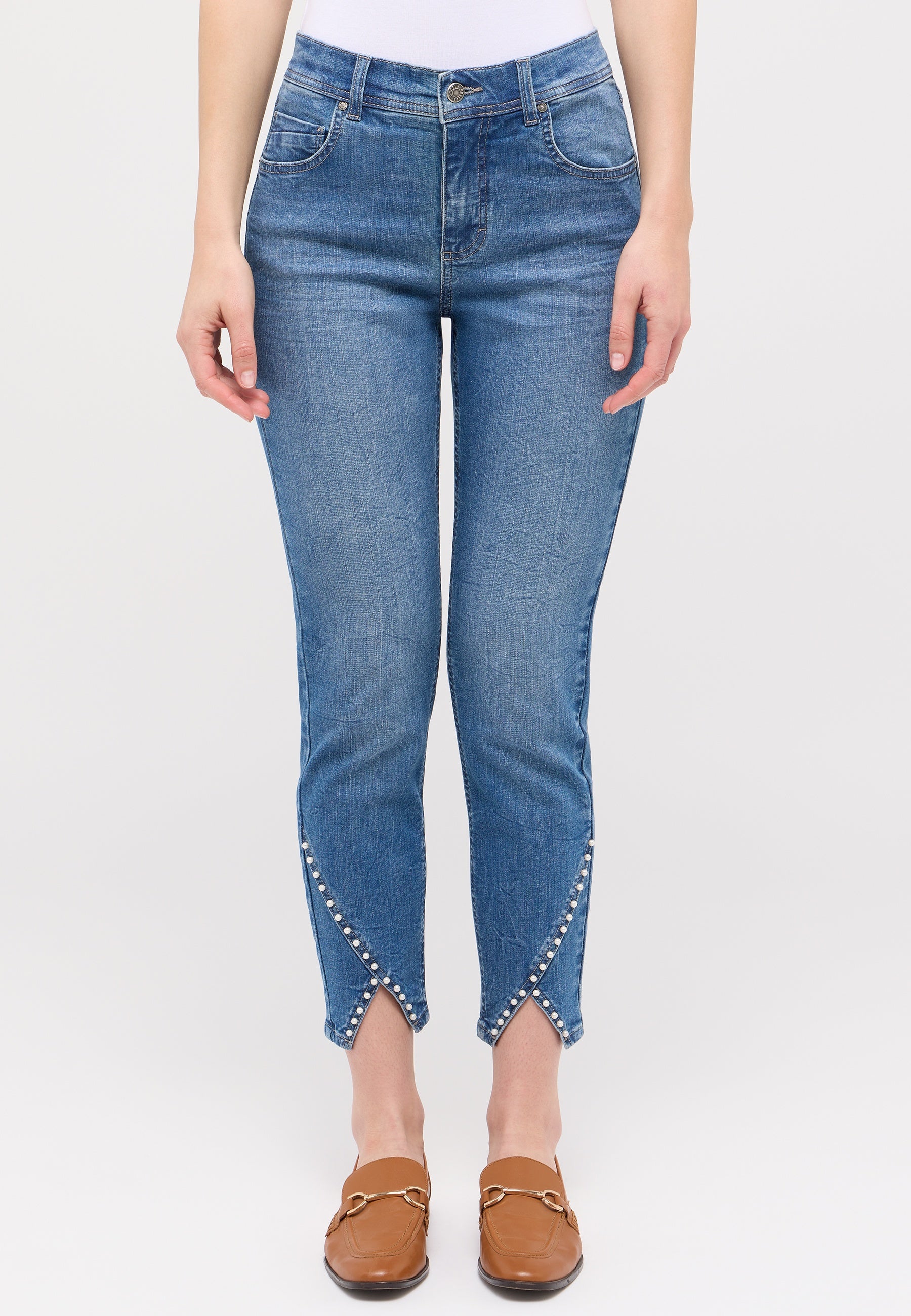 ANGELS JEANS Ornella Detail Pearl Slim-Fit 7/8-Jeans - Coastal Breeze Blue - 346 684607.33758 von Angels Jeans