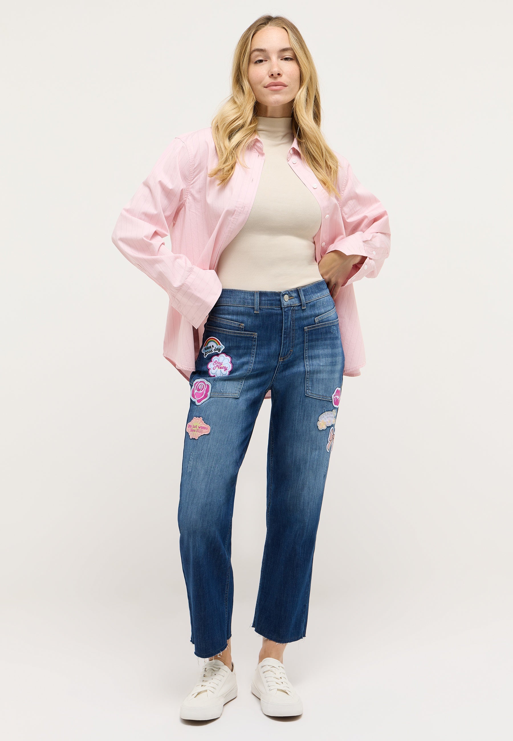 ANGELS Liberta Funky Baggy Jeans - Patchwork Sky Blue - 3851.3388 von Angels Jeans