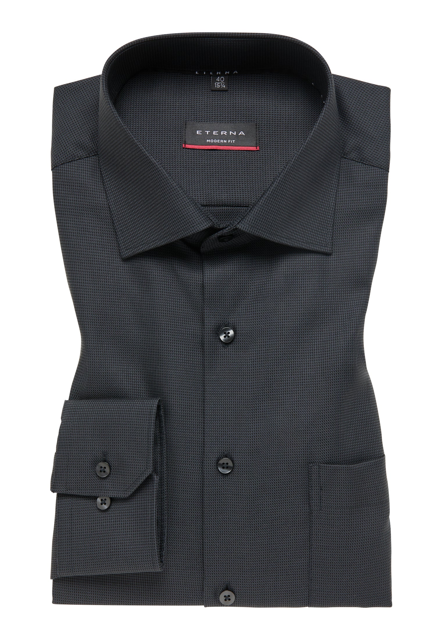 ETERNA MODERN FIT Langarm Hemd - Slate Texture Navy - 3116-38-X169