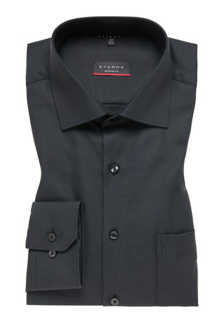 ETERNA MODERN FIT Langarm Hemd - Slate Texture Navy - 3116-38-X169